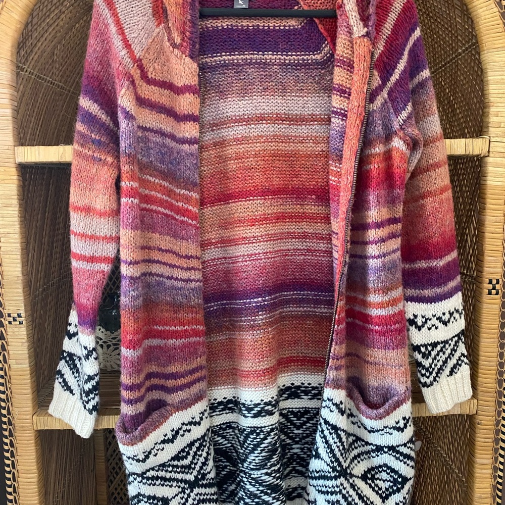 Eddie Bauer Alpaca Wool Long Zip Sweater/Cardigan Size M